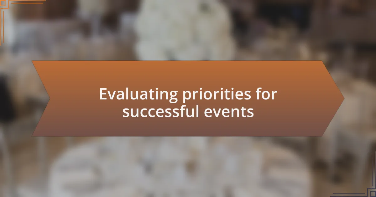 Evaluating priorities for successful events
