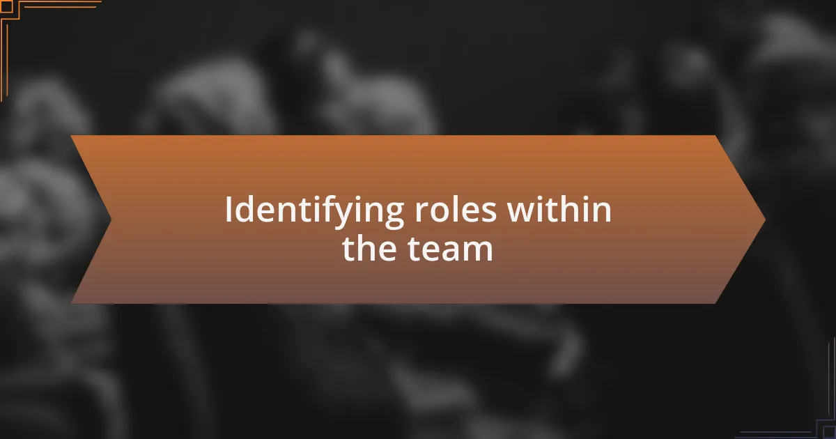Identifying roles within the team
