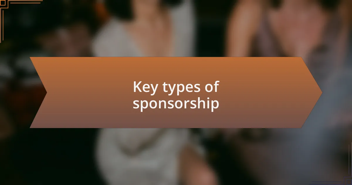 Key types of sponsorship