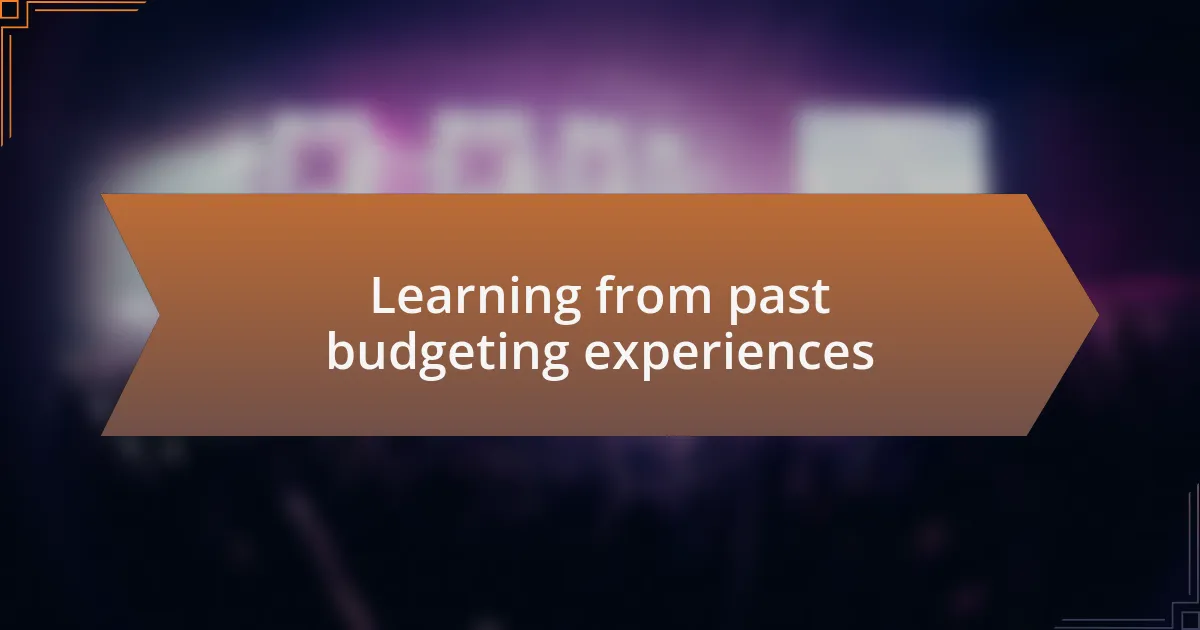 Learning from past budgeting experiences