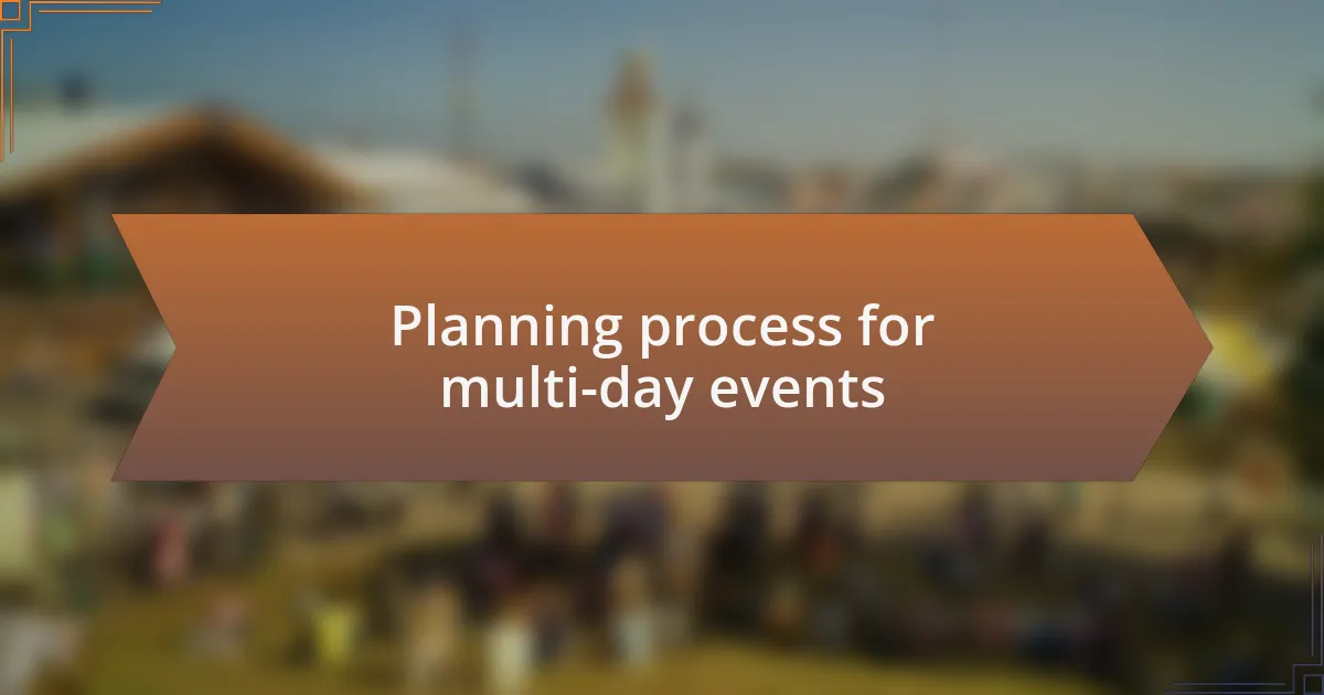Planning process for multi-day events