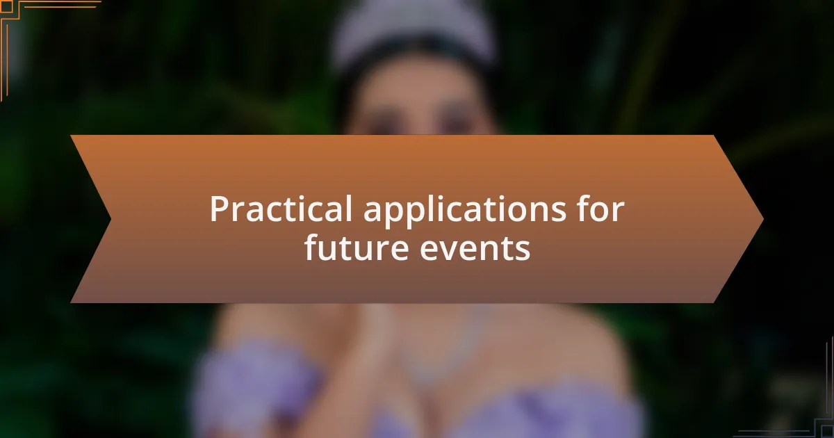 Practical applications for future events