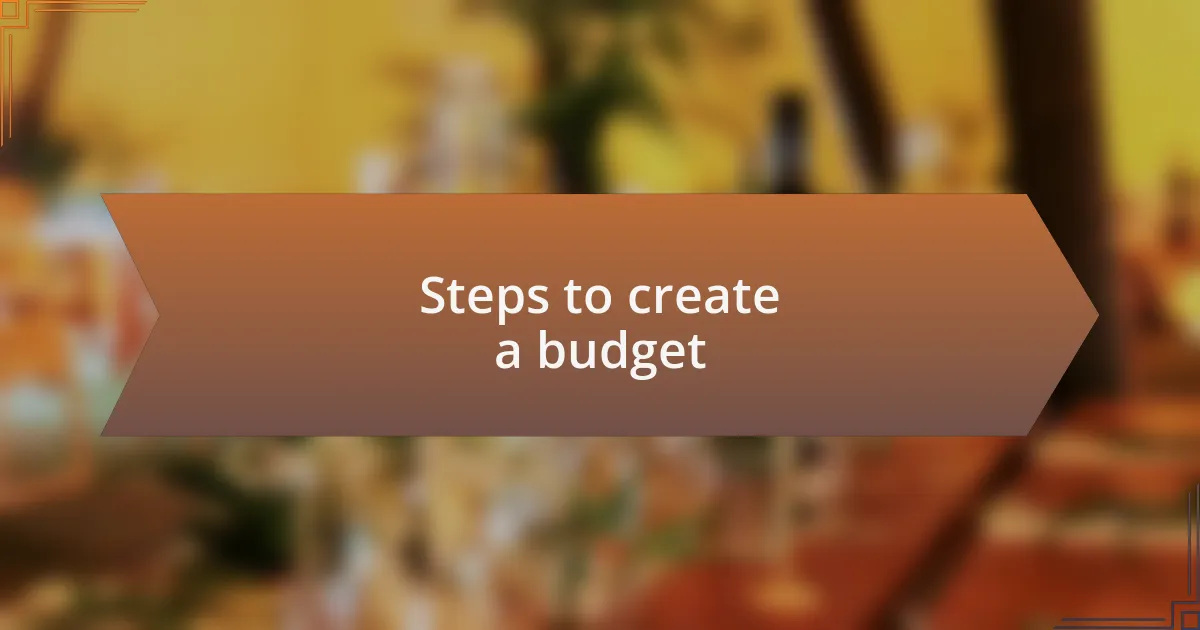 Steps to create a budget