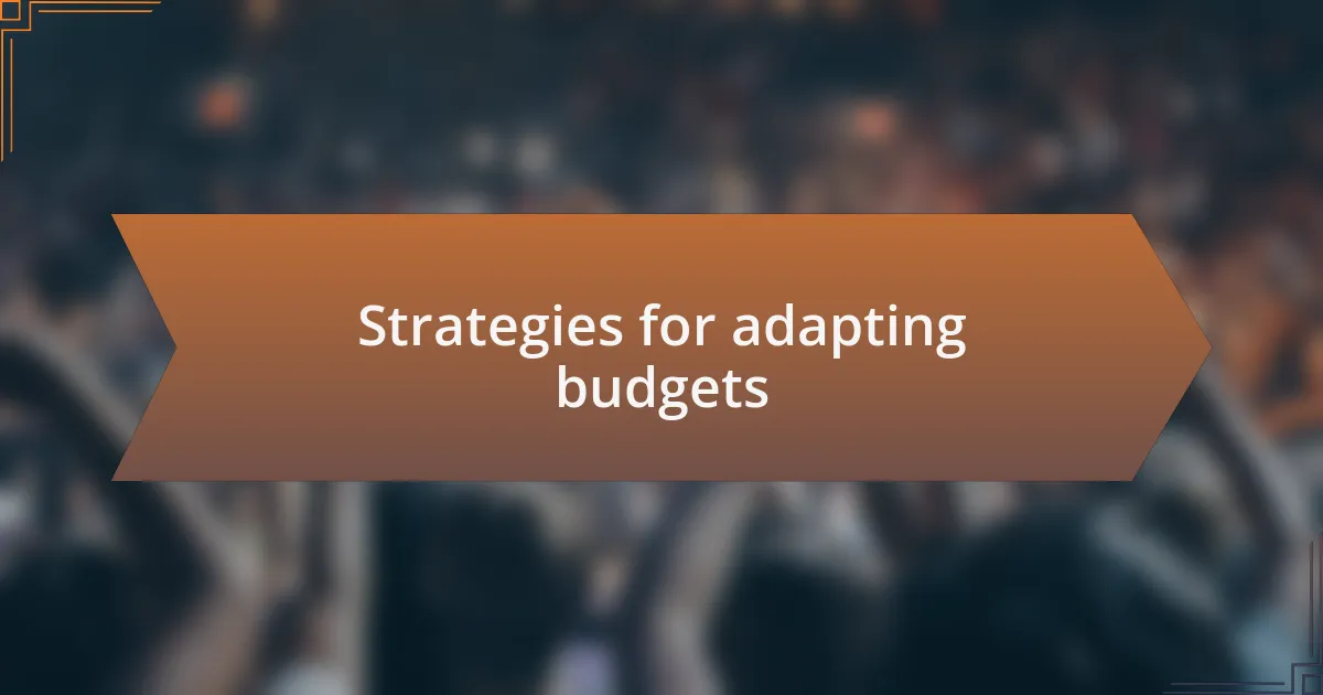Strategies for adapting budgets